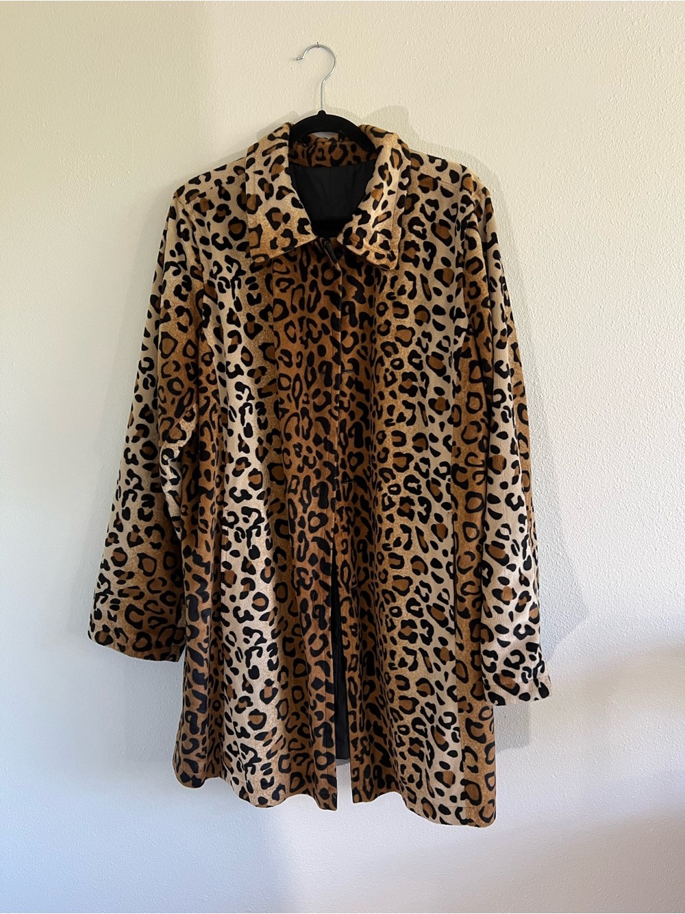 dennis basso Leopard Print Pea Coat in Tan and Black